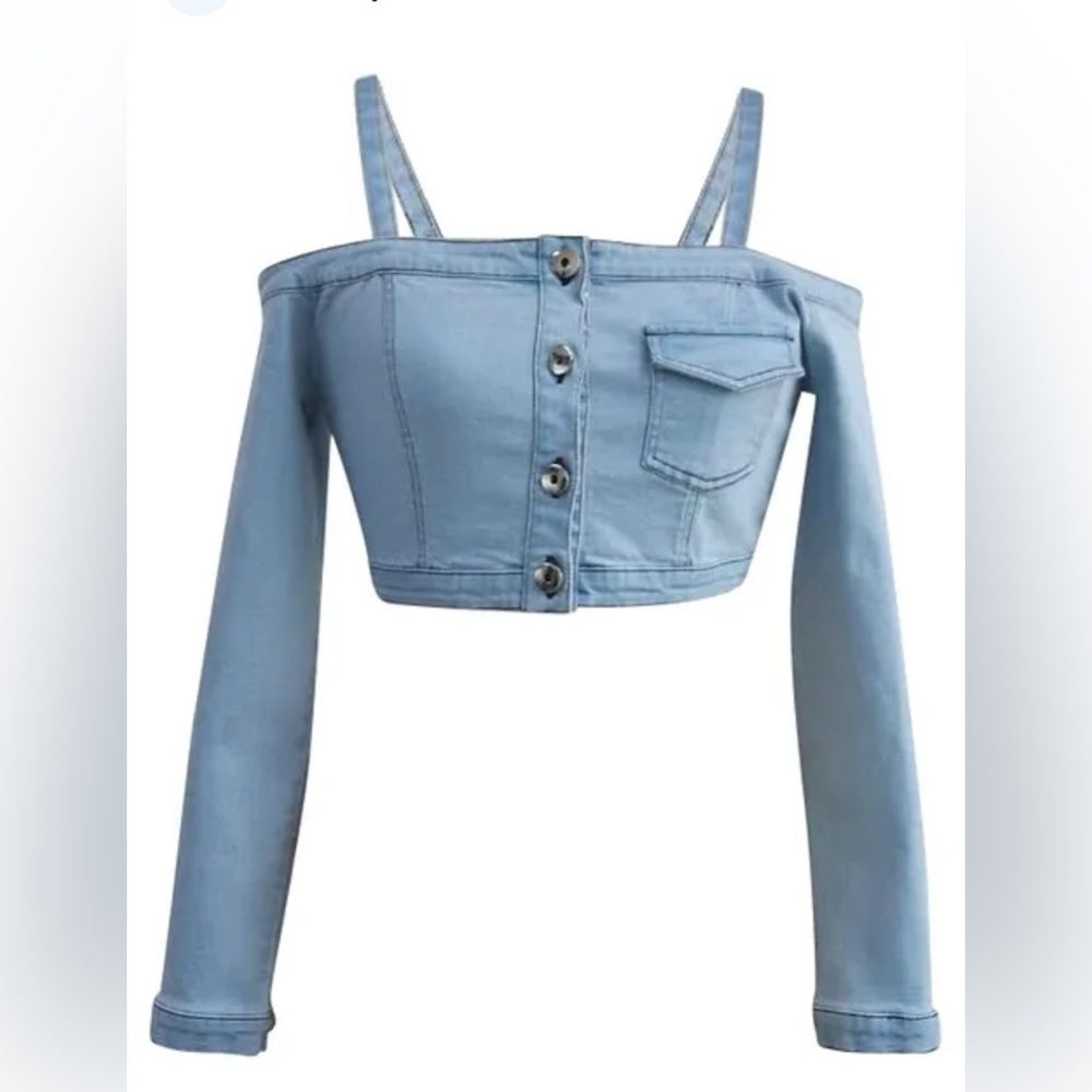 O’Dolly Dearest Dreamgirl Denim Jacket Crop Top Size XS NWT